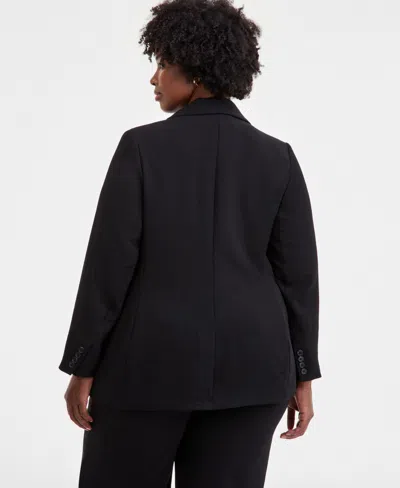On 34th Trendy Plus One-button Notch-collar Blazer, Macy's Exclusive In Black