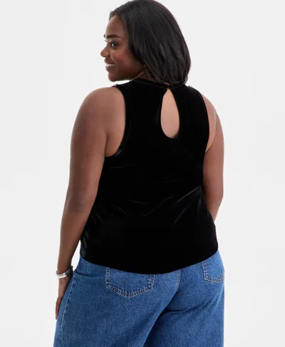 On 34th Trendy Plus Size Rhinestone-embellished Velvet Top, Macy's Exclusive In Black