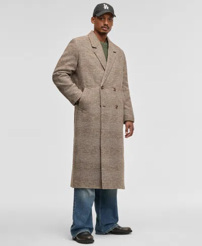 Mode Of One Men's Relaxed-fit Double-breasted Top Coat, Macy's Exclusive In Brown