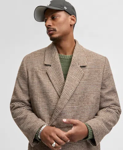 Mode Of One Men's Relaxed-fit Double-breasted Top Coat, Macy's Exclusive In Brown