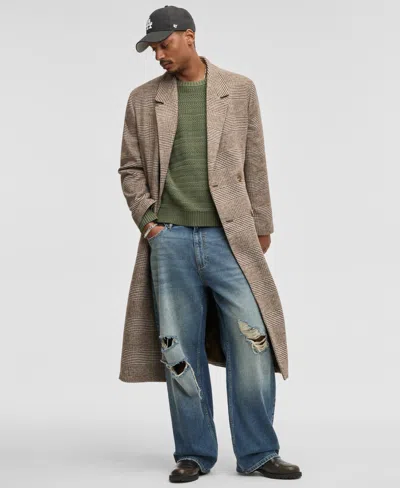 Mode Of One Men's Relaxed-fit Double-breasted Top Coat, Macy's Exclusive In Brown