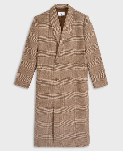 Mode Of One Men's Relaxed-fit Double-breasted Top Coat, Macy's Exclusive In Brown