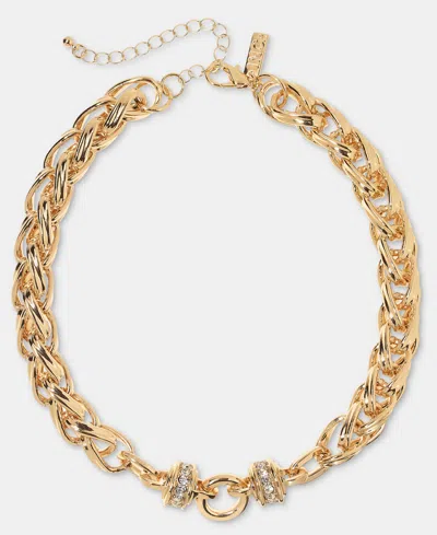 Inc International Concepts Crystal Chain Link Collar Necklace, 15-1/2" + 3" Extender, Macy's Exclusive In Gold