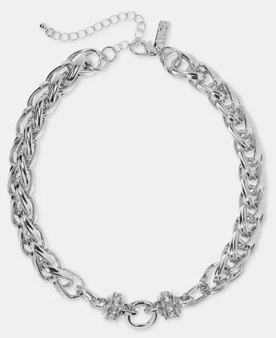 Inc International Concepts Crystal Chain Link Collar Necklace, 15-1/2" + 3" Extender, Macy's Exclusive In Gray