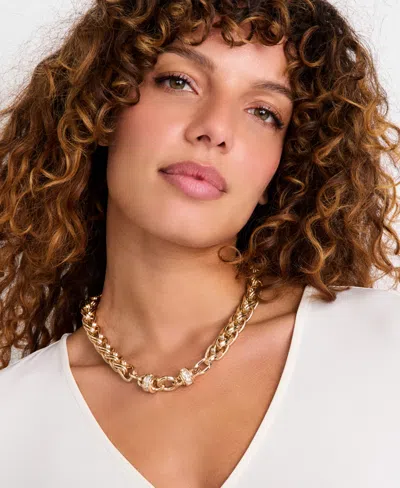 Inc International Concepts Crystal Chain Link Collar Necklace, 15-1/2" + 3" Extender, Macy's Exclusive In Gold