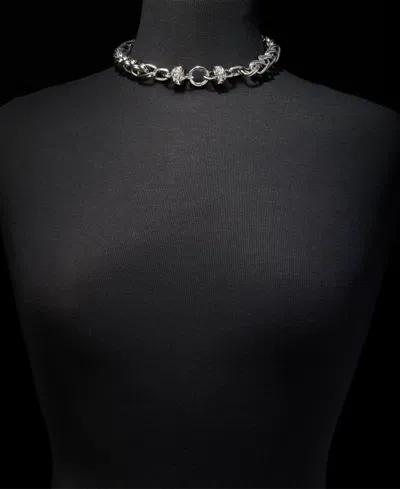 Inc International Concepts Crystal Chain Link Collar Necklace, 15-1/2" + 3" Extender, Macy's Exclusive In Gray