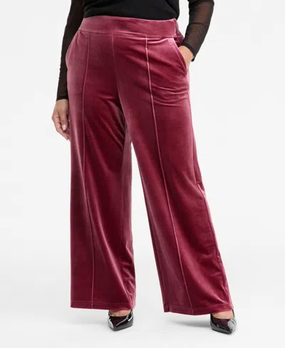 Inc International Concepts Plus Size High-rise Wide-leg Velvet Pants, Created For Macy's In Animal Print