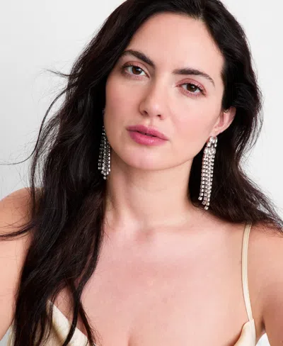 Inc International Concepts Crystal Fringe Statement Earrings, Macy's Exclusive In Metallic