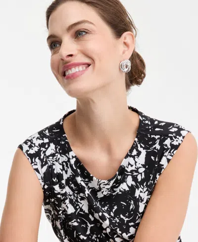 Inc International Concepts Women's Short-sleeve Ruched Boatneck Top, Macy's Exclusive In Black