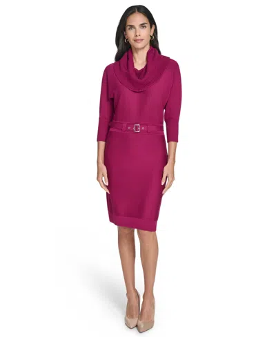 Jessica Howard Women's Belted Sweater Dress In Purple