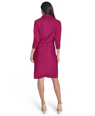 Jessica Howard Women's Belted Sweater Dress In Purple