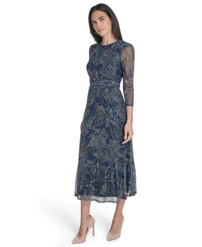 Jessica Howard Women's Puff Sleeves Ruched Dress In Multi