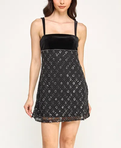 Violet Weekend Juniors' Embellished Square Neck Dress In Multi