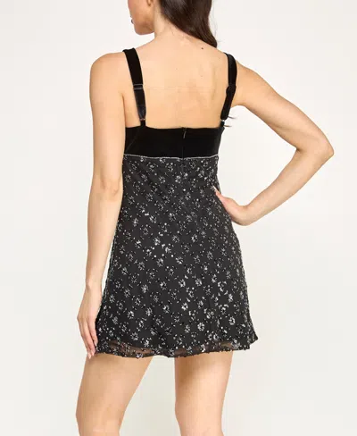 Violet Weekend Juniors' Embellished Square Neck Dress In Multi