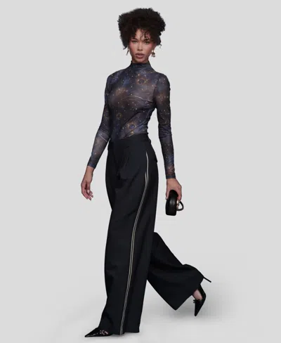 Avec Les Filles High Rise Contrast Stripe Pants In Black