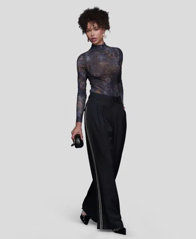 Avec Les Filles High Rise Contrast Stripe Pants In Black