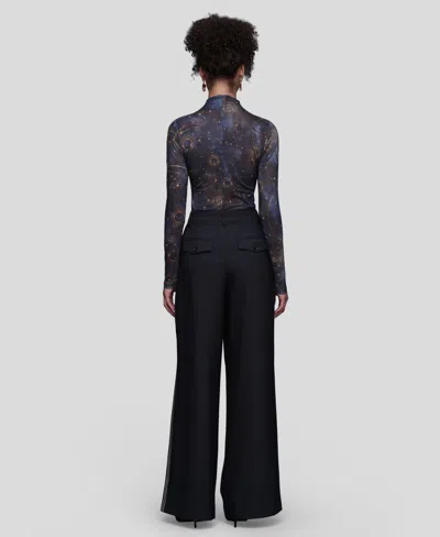 Avec Les Filles High Rise Contrast Stripe Pants In Black