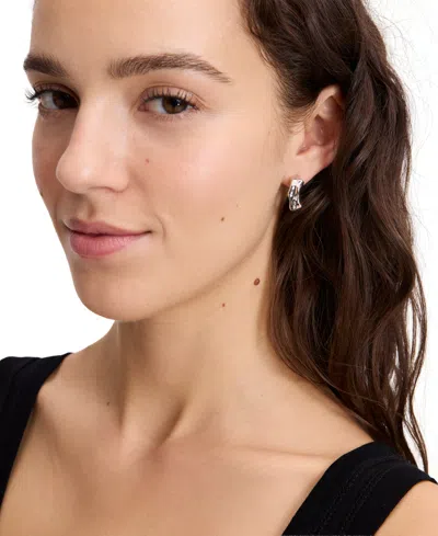 Kate Spade Silver-tone Molten Hoop Earrings In White