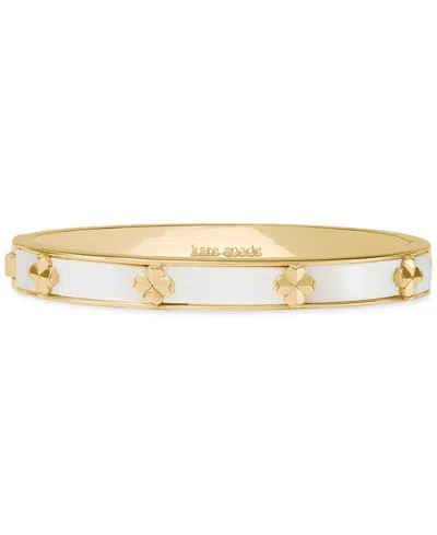 Kate Spade Imitation Pearl Gold Hinge Bangle Bracelet In Gold