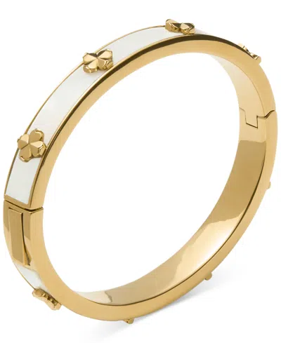 Kate Spade Imitation Pearl Gold Hinge Bangle Bracelet In Gold