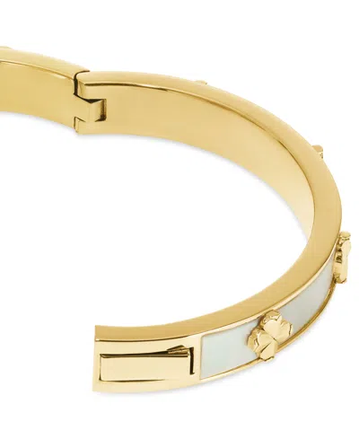 Kate Spade Imitation Pearl Gold Hinge Bangle Bracelet In Gold