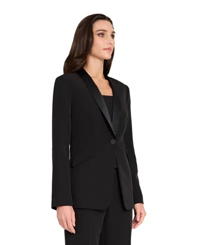 Tahari Asl Crepe Tuxedo Jacket In Black