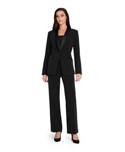 Tahari Asl Crepe Tuxedo Jacket In Black