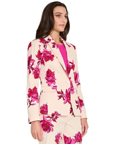 Tahari Asl Print Sateen Blazer In Multi