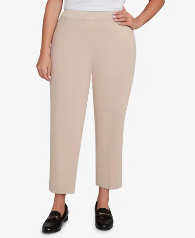 Alfred Dunner Women's Saratoga Springs Side Seam Pocket Short Length Twill Pants In Brown