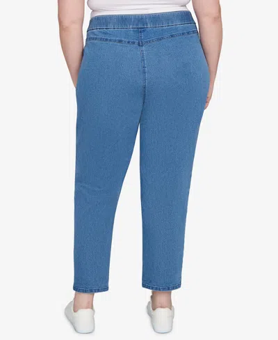 Alfred Dunner Plus Size Hilton Head Floral Applique Detail Average Length Jeans In Blue