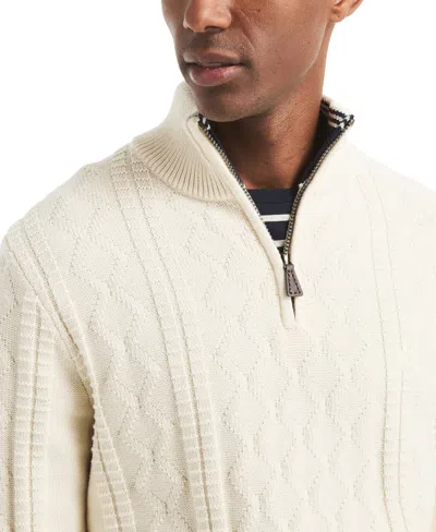 Nautica Men's Cable Long Sleeve Sweater In White
