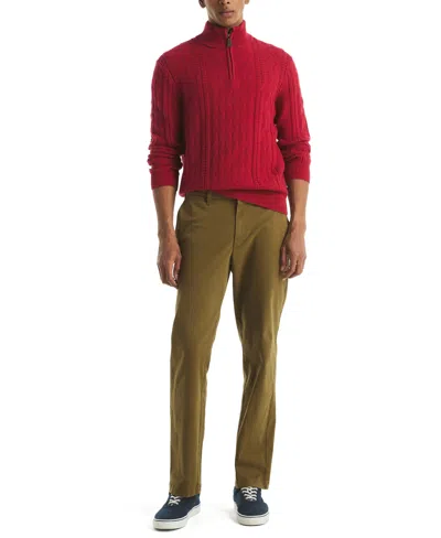 Nautica Men's Cable Long Sleeve Sweater In Red