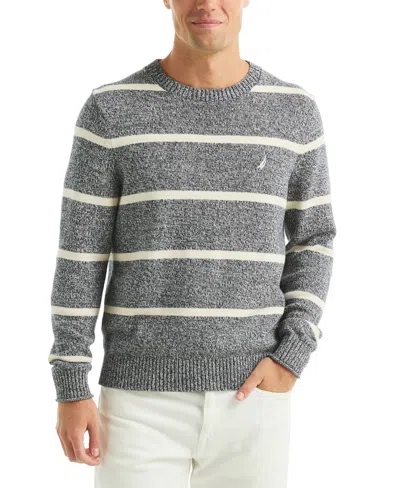 Nautica Men's Striped Crewneck Sweater In Gray