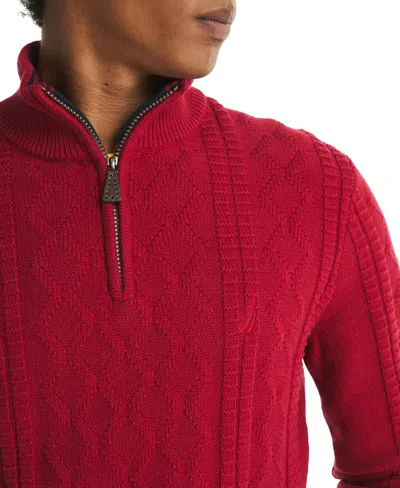 Nautica Men's Cable Long Sleeve Sweater In Red