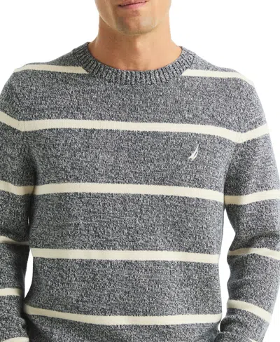 Nautica Men's Striped Crewneck Sweater In Gray