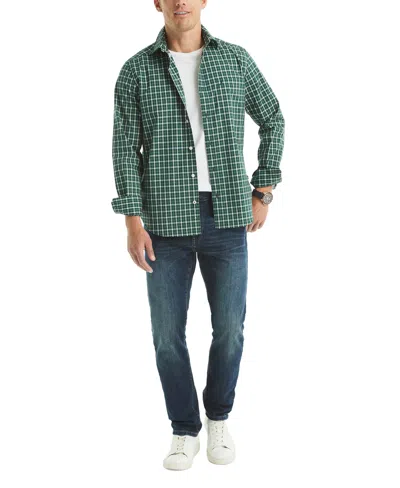 Nautica Men's Plaid Pattern Button-down Shirt In Green
