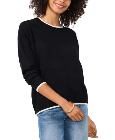 Vince Camuto Women's Tipped Crewneck Sweater In Black