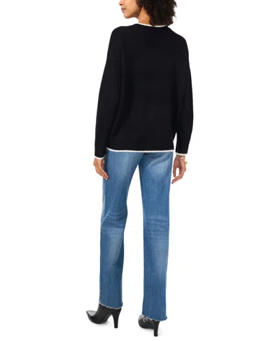 Vince Camuto Women's Tipped Crewneck Sweater In Black