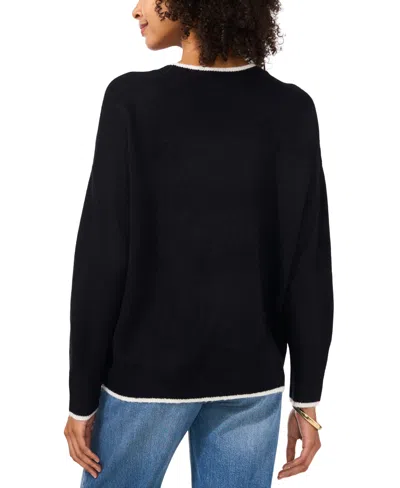 Vince Camuto Women's Tipped Crewneck Sweater In Black