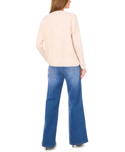 Vince Camuto Womens Cozy Crewneck Star Print Dropped Shoulder Sweater Xxs 3x In Neutral