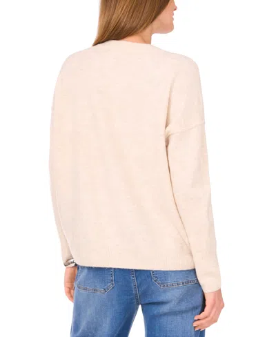 Vince Camuto Womens Cozy Crewneck Star Print Dropped Shoulder Sweater Xxs 3x In Neutral