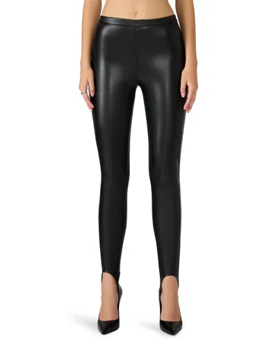 Steve Madden Sandrine Faux Leather Stirrup Pants In Black