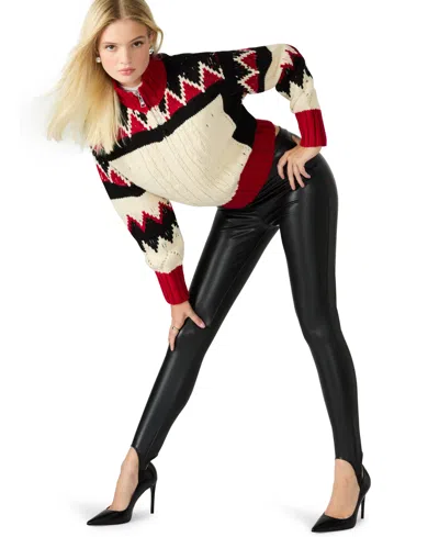 Steve Madden Sandrine Faux Leather Stirrup Pants In Black