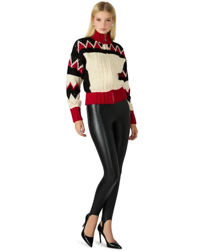 Steve Madden Sandrine Faux Leather Stirrup Pants In Black