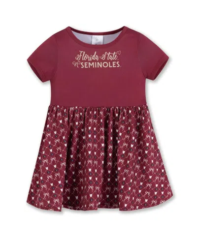 Zoozatz Girls Toddler Garnet Florida State Seminoles Short Sleeve Dress In Burgundy