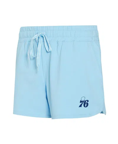 Concepts Sport Women's 2-piece Light Blue Philadelphia 76ers Elevation Tri-blend Long Sleeve Top And Shorts Set In Blue