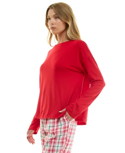 Roudelain Women's Long-sleeve Drop Shoulder Top In Red