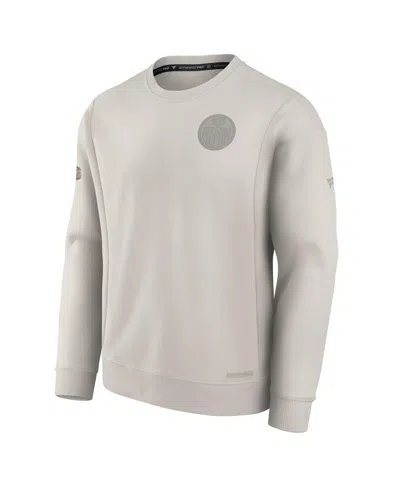 Fanatics Men's Cream Edmonton Oilers Authentic Pro Road Fleece Pullover Sweatshirt In Gray