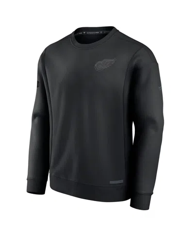 Fanatics Men's Black Detroit Red Wings Authentic Pro Road Fleece Pullover Sweatshirt In Black