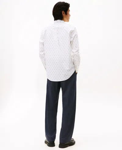 Tommy Hilfiger Men's Small Print Flex Poplin Shirt In White